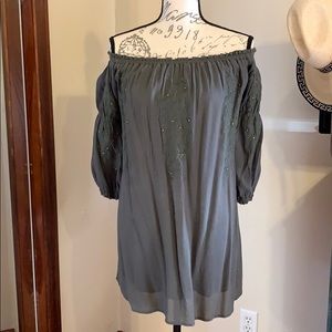 Olive green off the shoulder blouse